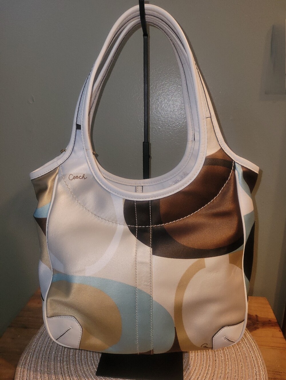 Coach Ergo Multi Color Signature Scarf Print Shoulder Tote Y2K 2006 - Picture 3 of 7